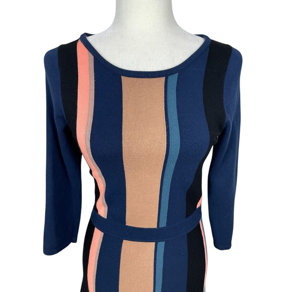 Boden Beatrice Color Block Striped Knit Sweater Dress Size 6R Chic Coquette - Picture 2 of 10